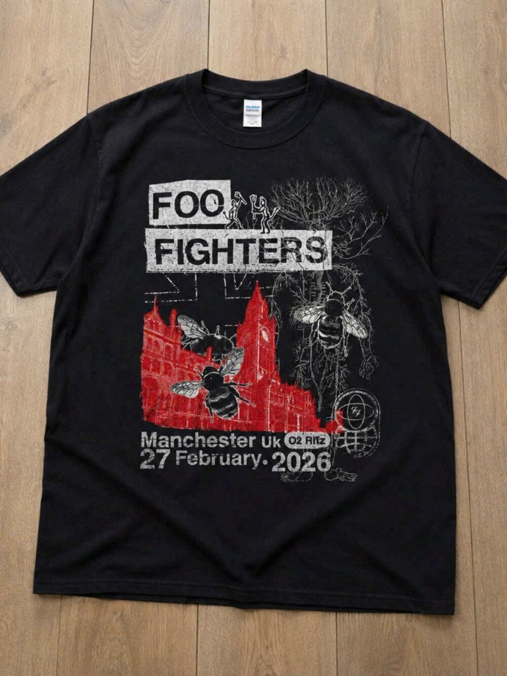 Foo Fighters Manchester UK 2026 Concert Tour T-Shirt Black